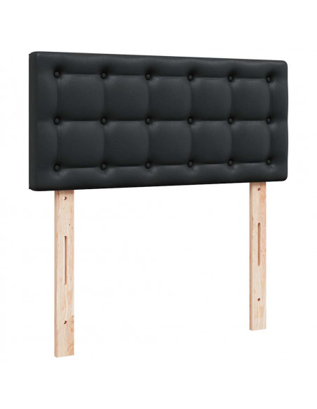 Struttura Letto Pouf con Materasso Nero 90x200 cm Similpelle