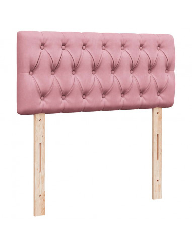 Struttura Letto Pouf con Materasso Rosa 90x190 cm in Velluto