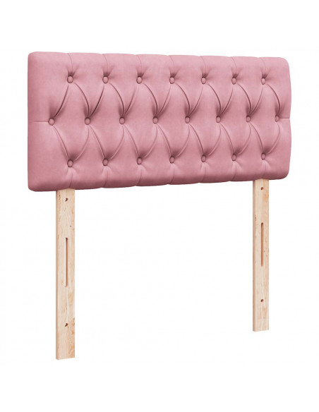 Struttura Letto Pouf con Materasso Rosa 90x190 cm in Velluto