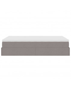 Struttura Letto Pouf con Materasso Tortora 120x190 cm Tessuto 2