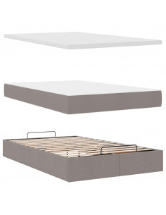 Pouf Letto con Materasso e LED Tortora 120x190cm in Tessuto 2