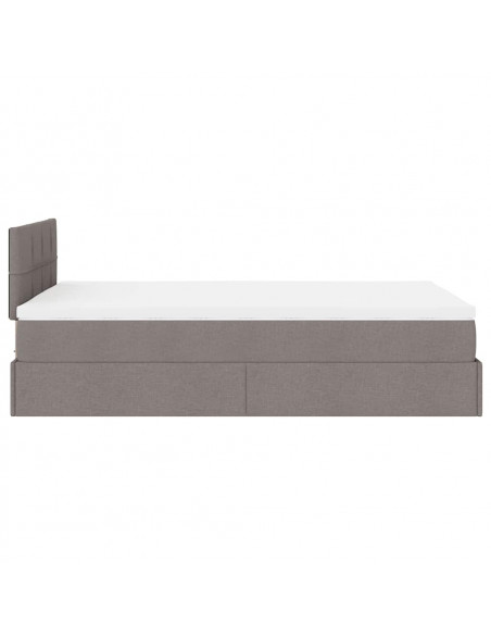 Pouf Letto con Materasso e LED Tortora 120x190cm in Tessuto