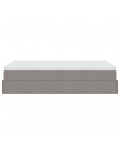 Struttura Letto Pouf con Materasso Tortora 120x200cm in Tessuto 2