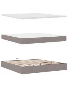 Struttura Letto Pouf con Materasso Tortora 160x200cm in Tessuto 2