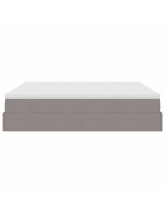 Struttura Letto Pouf con Materasso Tortora 160x200cm in Tessuto 2