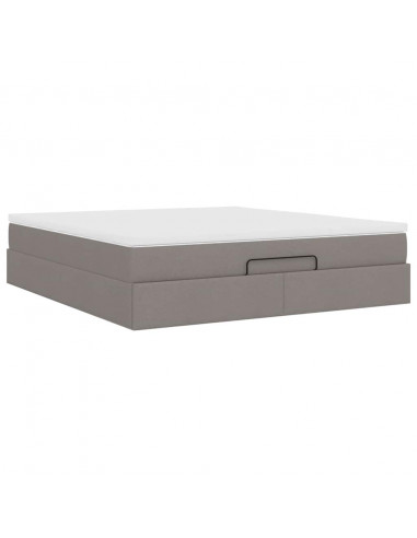 Struttura Letto Pouf con Materasso Tortora 160x200cm in Tessuto