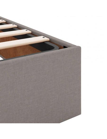 Struttura Letto Pouf con Materasso Tortora 160x200cm in Tessuto