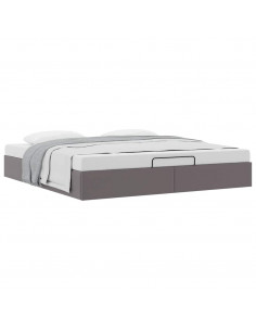 Struttura Letto Pouf senza Materasso 200x200 cm Similpelle 2