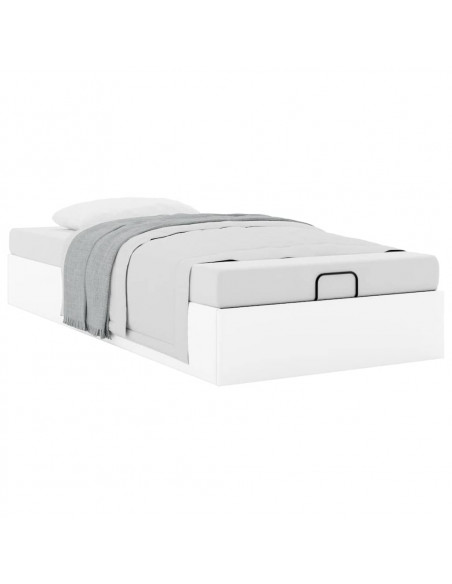 Struttura Letto Pouf senza Materasso Bianco 80x200cm Similpelle