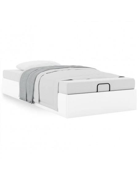 Struttura Letto Pouf senza Materasso Bianco 90x200cm Similpelle