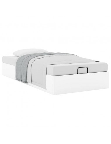 Struttura Letto Pouf senza Materasso Bianco 90x200cm Similpelle