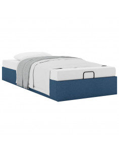 Struttura Letto Pouf senza Materasso Blu 90x190 cm in Tessuto 2