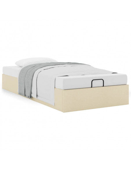 Struttura Letto Pouf senza Materasso Crema 100x200 cm Tessuto