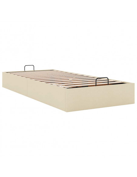 Struttura Letto Pouf senza Materasso Crema 100x200 cm Tessuto