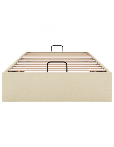 Struttura Letto Pouf senza Materasso Crema 100x200 cm Tessuto