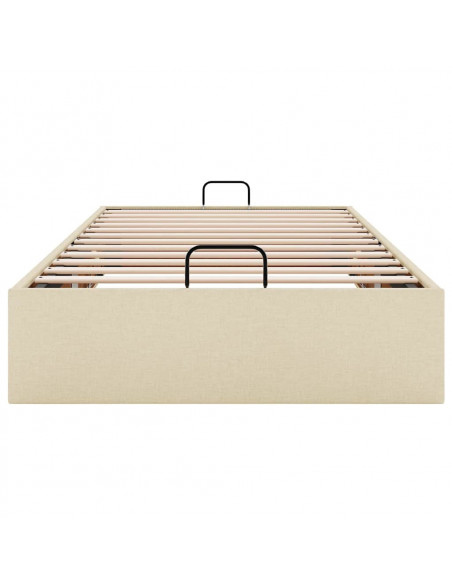 Struttura Letto Pouf senza Materasso Crema 100x200 cm Tessuto