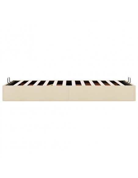 Struttura Letto Pouf senza Materasso Crema 100x200 cm Tessuto