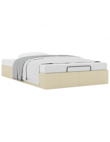 Struttura Letto Pouf senza Materasso Crema 120x190cm in Tessuto