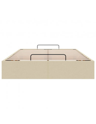 Struttura Letto Pouf senza Materasso Crema 120x190cm in Tessuto