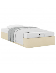 Struttura Letto Pouf senza Materasso Crema 80x200 cm in Tessuto 2