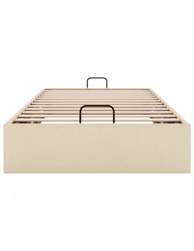 Struttura Letto Pouf senza Materasso Crema 90x190 cm in Tessuto