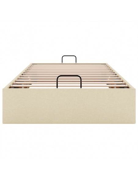 Struttura Letto Pouf senza Materasso Crema 90x190 cm in Tessuto