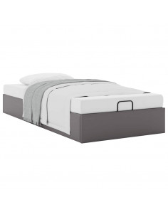 Struttura Letto Pouf senza Materasso Grigio 80x200cm Similpelle 2