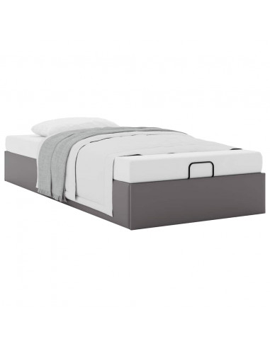 Struttura Letto Pouf senza Materasso Grigio 80x200cm Similpelle