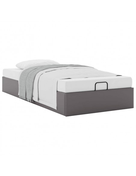 Struttura Letto Pouf senza Materasso Grigio 90x190cm Similpelle