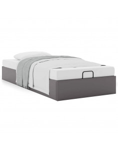 Struttura Letto Pouf senza Materasso Grigio 90x200cm Similpelle