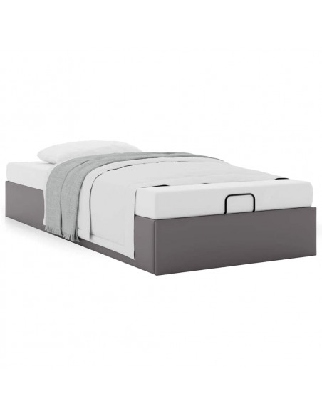 Struttura Letto Pouf senza Materasso Grigio 90x200cm Similpelle