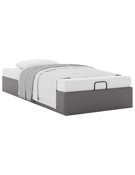Struttura Letto Pouf senza Materasso Grigio 90x200cm Similpelle