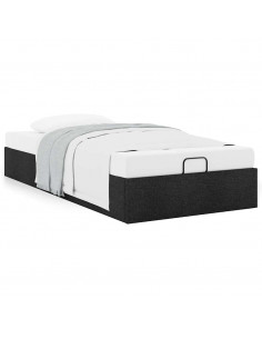 Struttura Letto Pouf senza Materasso Nero 100x200 cm in Tessuto