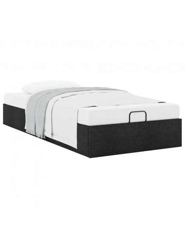 Struttura Letto Pouf senza Materasso Nero 100x200 cm in Tessuto