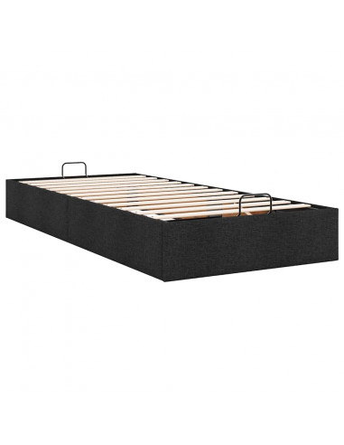 Struttura Letto Pouf senza Materasso Nero 100x200 cm in Tessuto