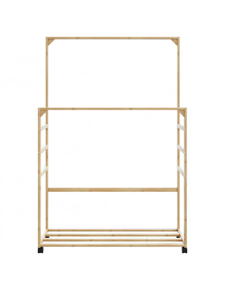 Appendiabiti con Ripiani e Ruote 90x35x155 cm in Bambù