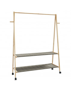 Appendiabiti con Ripiani e Ruote 132x45,5x155,5 cm in Bambù