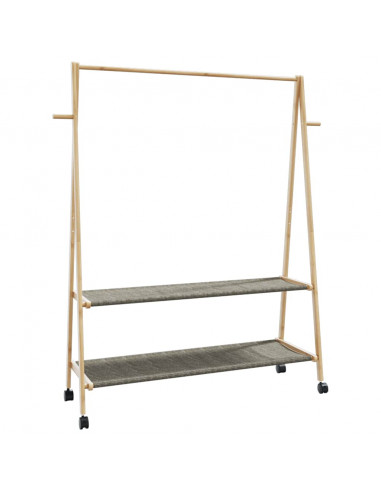 Appendiabiti con Ripiani e Ruote 132x45,5x155,5 cm in Bambù