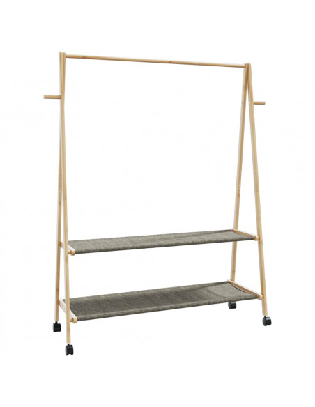 Appendiabiti con Ripiani e Ruote 132x45,5x155,5 cm in Bambù