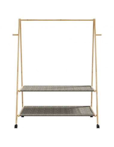 Appendiabiti con Ripiani e Ruote 132x45,5x155,5 cm in Bambù