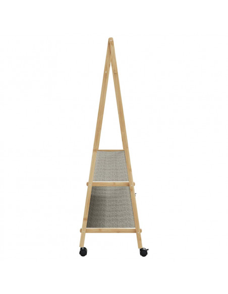 Appendiabiti con Ripiani e Ruote 132x45,5x155,5 cm in Bambù