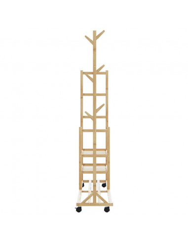 Appendiabiti con Ripiani e Ruote 100x38x175,5 cm in Bambù