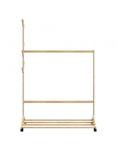 Appendiabiti con Ganci e Ruote 100x35x157 cm in Bambù