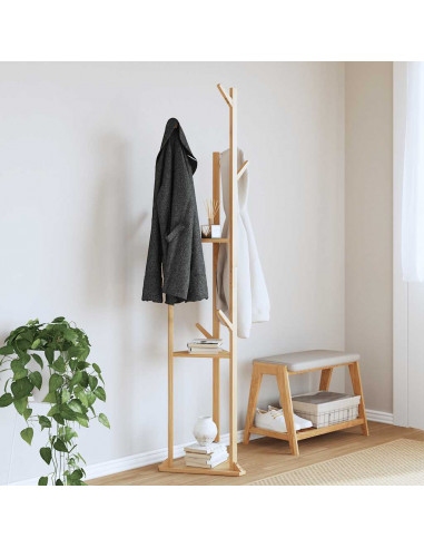 Appendiabiti con Ganci e Ripiani 39x33x166 cm in Bambù