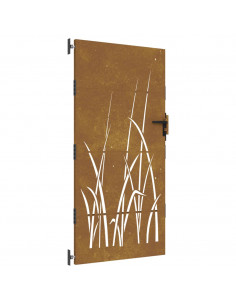 Cancello da giardino 85x175 cm in acciaio Corten con design erba 2