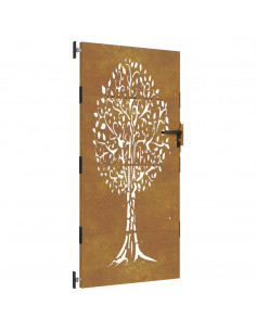 Cancello da Giardino 85x175 cm in Acciaio Corten Design Albero