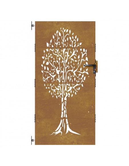 Cancello da Giardino 85x175 cm in Acciaio Corten Design Albero