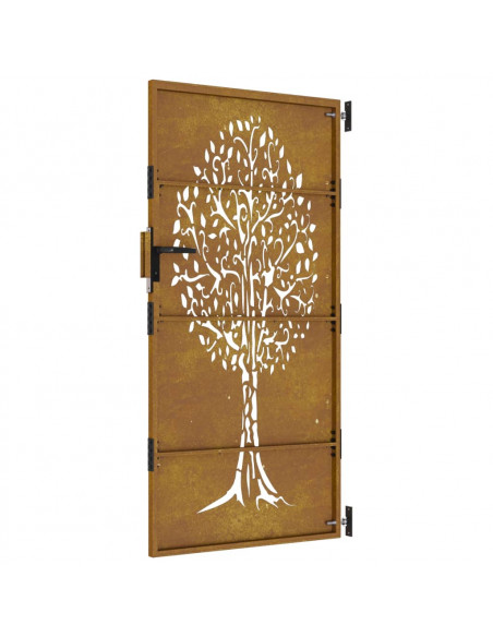 Cancello da Giardino 85x175 cm in Acciaio Corten Design Albero