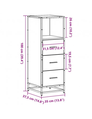 Armadietto da Bagno Nero 35x37,5x100 cm in Legno Multistrato