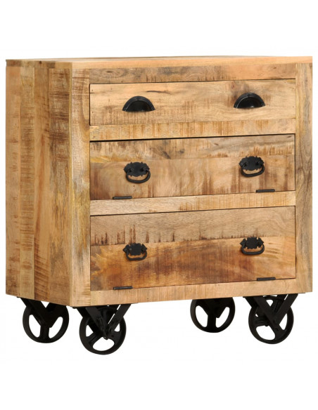 Armadietto con Ruote 70x40x75 cm in Legno Massello di Mango